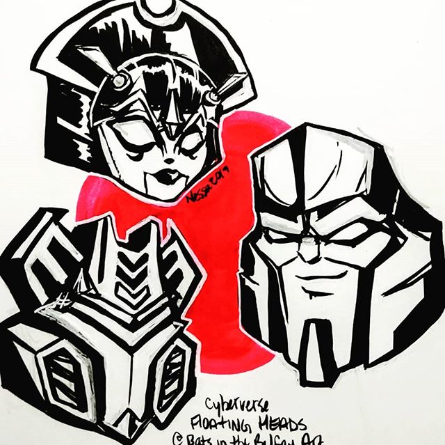 Inktober day 6- Cyberverse floating heads. Second pic is a request for Red Alert, with his